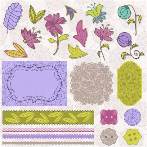 Scrapbook Flower Set in vector ⬇ Vector Image by © woodhouse | Vector ...