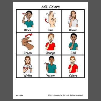 Printable Asl Signs For Colors