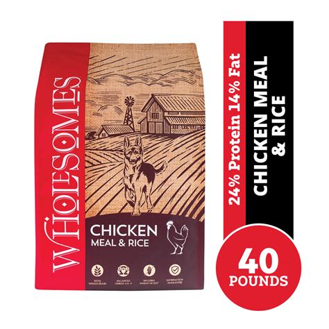 Wholesomes Chicken Meal & Rice Formula Adult Dry Dog Food, 40 lb. Bag ...