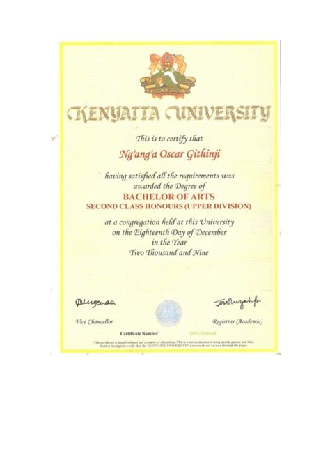 Bachelor of Arts Degree Certificate