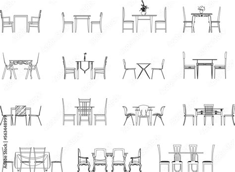 set of furniture icons vector sketch illustration of black and white ...