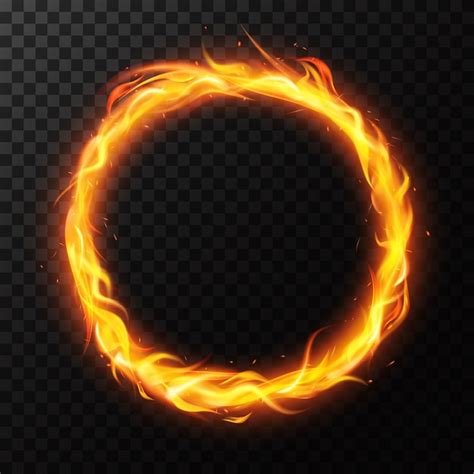 Premium Vector | Realistic fire ring. burning flame circle hoop, red ...