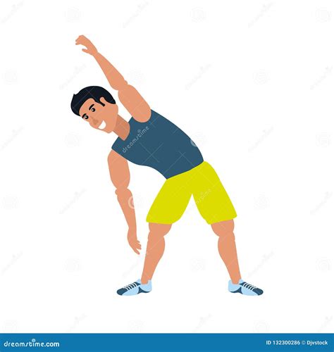 Young Athletic Man Doing Stretching Stock Vector - Illustration of character, adult: 132300286