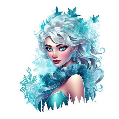 Premium Photo | A cartoon illustration of a frozen girl with snow and trees on the background.