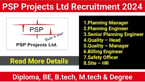 PSP Projects Limited Recruitment 2024 : Construction Jobs | Apply Immediately » PRIVATEJOBSBETA.COM