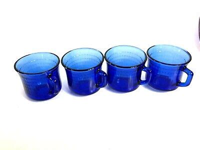 4 FORTE CRISA Cobalt Blue Checkered Block Glass Tea Coffee Cups Mexico 6 Oz $29.99 - PicClick