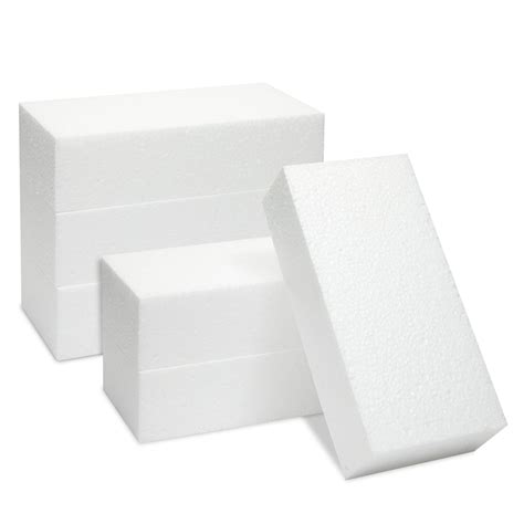 6 Pack Foam Blocks for Crafts Supplies, White Polystyrene Bricks for ...