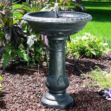 Sunnydaze Oasis Solar with Battery Backup Bird Bath Water Fountain - 26 ...