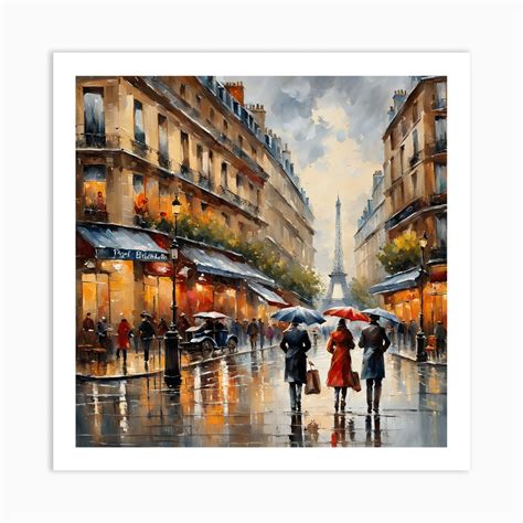 Paris Street Rainy Day Painting (11) Art Print by 1xMerch - Fy