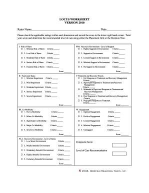 Locus Scoring Sheet - Fill Online, Printable, Fillable, Blank | pdfFiller