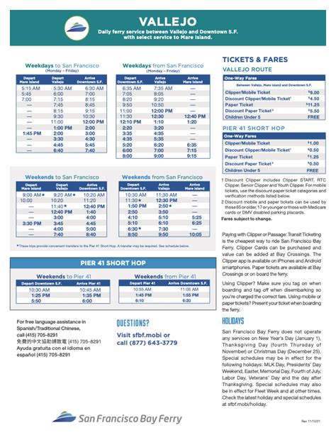 Vallejo Ferry Schedule - Vallejo Bay Ferry