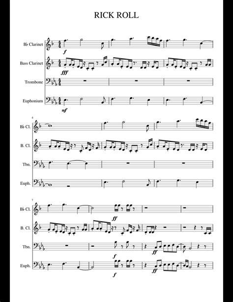 RICK ROLL sheet music for Clarinet, Trombone, Tuba download free in PDF or MIDI