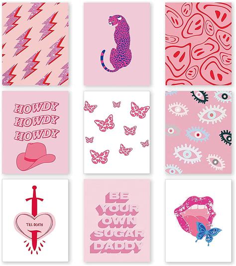 1290x2796px, 2K Free download | 9 Pieces Preppy Posters Preppy Aesthetic Hot Pink White Preppy ...