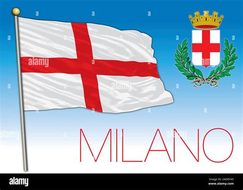 Milano italian city flag and coat of arms, vector illustration Stock ...