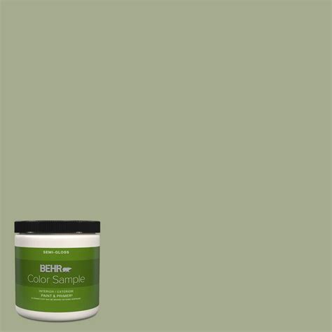 BEHR PREMIUM PLUS 8 oz. #PMD-36 Mountain Sage Semi-Gloss Interior/Exterior Paint & Primer Color ...