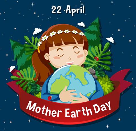 Poster for Mother Earth Day with Girl Hugging Globe 1102742 Vector Art ...