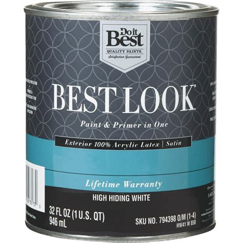 Best Look 100% Acrylic Latex Paint & Primer In One Satin Exterior House ...