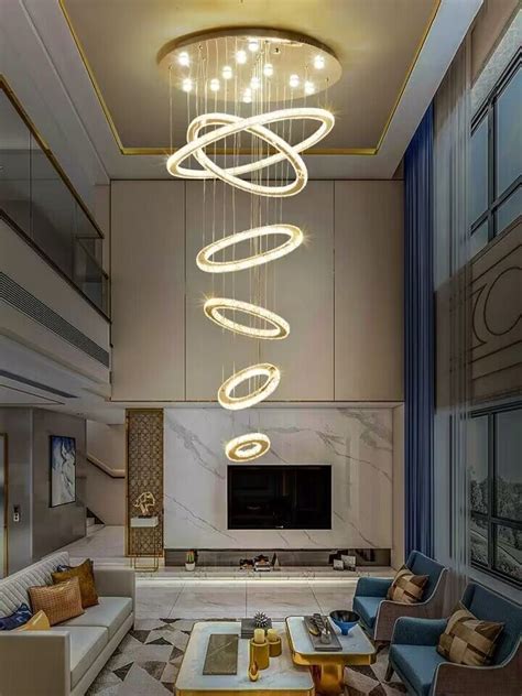 Living Room Chandelier High Ceiling, Entryway Chandelier Modern, High Ceiling Lighting, Circle ...