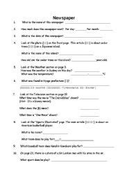 English worksheets: Junior High School Newspaper Worksheet