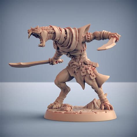 Snakefolk Fighter A Premium Dnd Miniature Mini Giant Snake Warrior Resin 3D Printed 28mm 32mm to ...