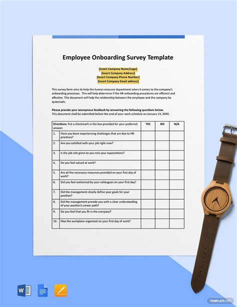 Employee Onboarding Survey Template in Word, Pages, Google Docs - Download | Template.net