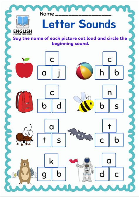 Letter Sounds Worksheets – English Created Resources