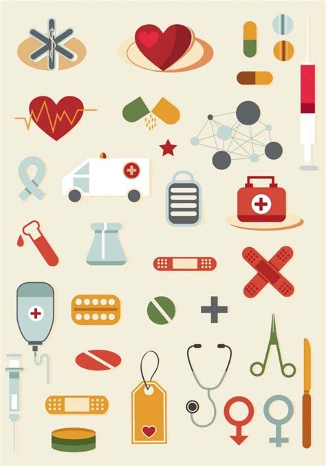 Cartoon medical elements set vector | Free download