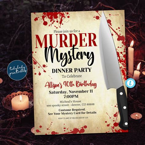 Murder Mystery Party Invitation, Halloween Dinner Party Invite ...