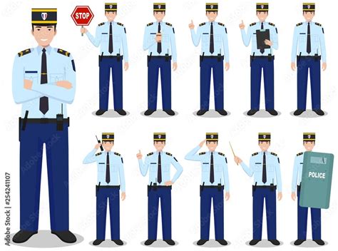 Police people concept. Detailed illustration of french policeman in ...