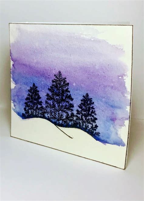 Easy Blue and Purple Watercolor Christmas Tree Card - Mandy's DIY Care | Watercolor christmas ...