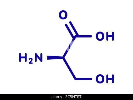 D-serine amino acid molecule. Enantiomer of L-serine. Stylized skeletal ...