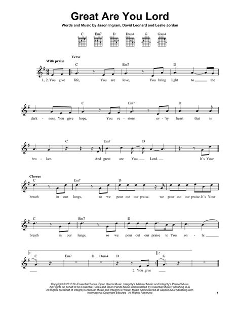 Jason Ingram "Great Are You Lord" Sheet Music Notes | Download Printable PDF Score 170666