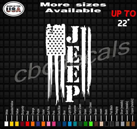 American Flag Vinyl Decal Sticker With custom For ” Jeep” Wording – Country Boy Customs Store