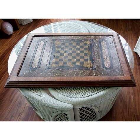 Antique American Faux Marble Painted Slate Chess Game Board | Chairish