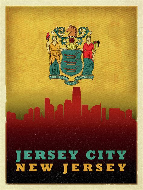 Jersey City Skyline State Flag Of New Jersey Mixed Media by Design ...