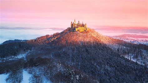 Hohenzollern castle at sunrise on a winter morning in Germany : pics