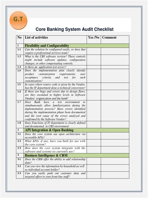 Core Banking Audit Checklist | PDF