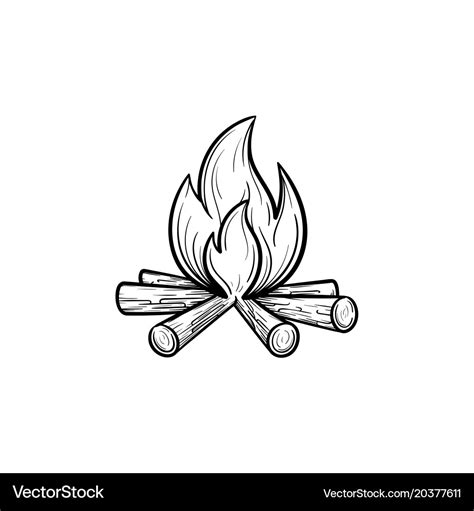 Campfire hand drawn sketch icon Royalty Free Vector Image