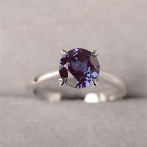 Alexandrite Ring Color Change Stone Classic Round Cut - Etsy