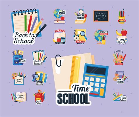 icons of back to school with decoration 2474995 Vector Art at Vecteezy