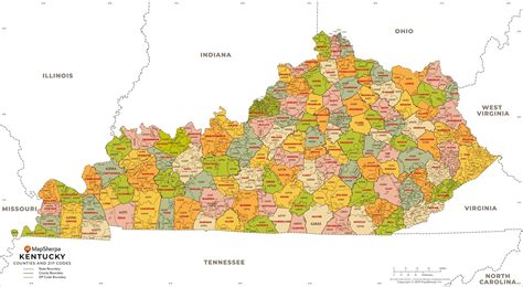 Buy Kentucky ZIP Code with Counties - Standard - 36" x 20" Paper Online ...