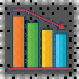 Statistic chart graphic and chart down arrow Icon - Download in Colored Outline Style