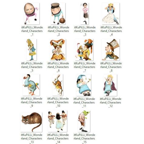 Alice in Wonderland Characters Individual Png Files Plus - Etsy UK