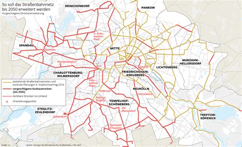 Map of the planned extensions of the Berlin tram system : r/transit