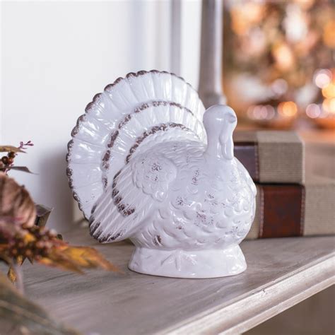 Gilded Harvest White Ceramic Turkey | Centerpiece decorations, White ...