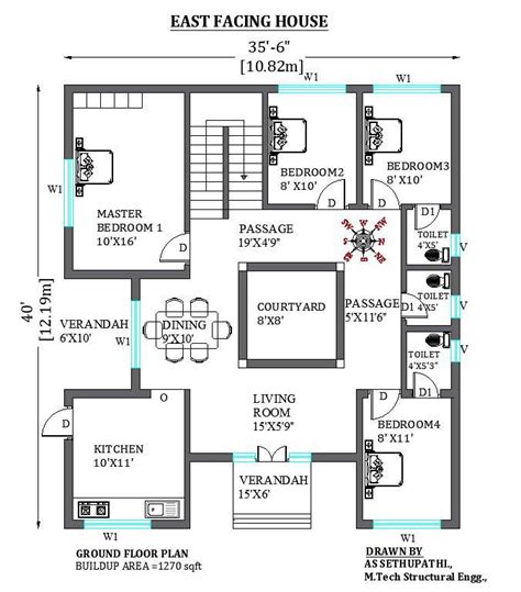 35 x40 4 bedroom nalukettu house plans cad drawing file free. Download free 2d cad drawing file ...