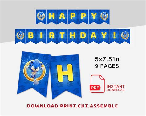 Sonic Happy Birthday Banner | DIY, Sonic Printable | Happy birthday banner diy, Diy birthday ...