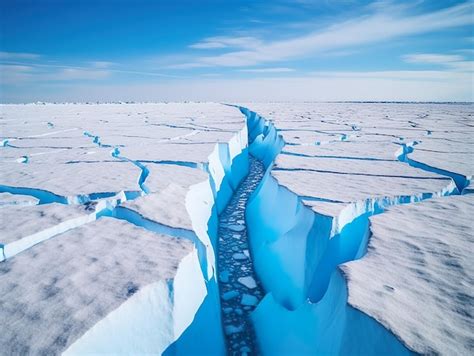 Premium AI Image | Melting glaciers of antarctica cracks in the ice climate change concept