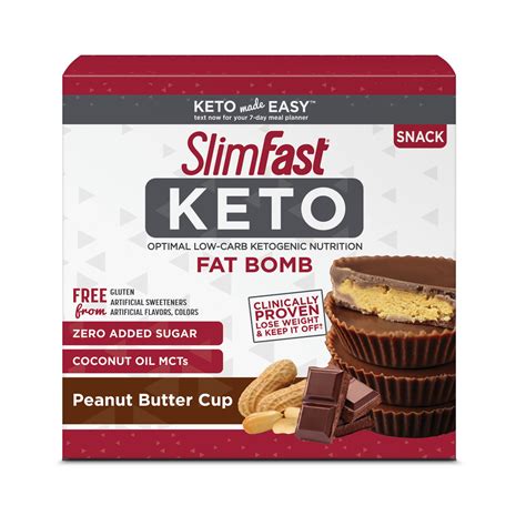 SlimFast Keto Fat Bomb Snacks, Peanut Butter Cups, 0.6 Oz, 14 Count - Walmart.com