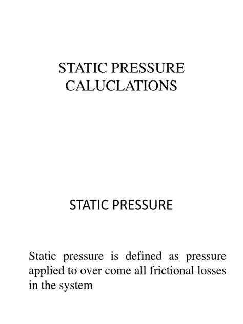 Static Pressure Calculations | Duct (Flow) | Equipment